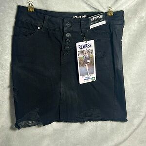Black denim skirt